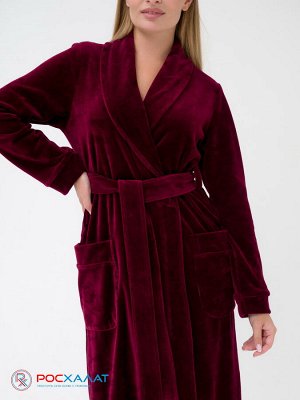 Женский велюровый халат с шалькой темно-бордовый ВМ-02 (13)