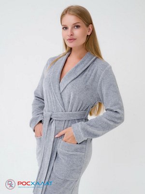 Женский велюровый халат с шалькой меланжевый ВМ-02 (10)