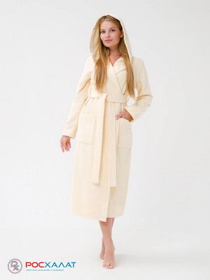 Женский халат с капюшоном кремовый МЗ-06 (131)