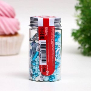 Посыпка кондитерская "Космос", бело-голубая, 50 г