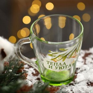 Кружки стеклянные новогодние «Тепла и уюта!», набор 2 шт.