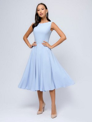 Платье голубое длины миди без рукавов