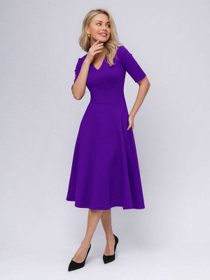 1001 Dress Платье фиолетовое длины миди с глубоким вырезом и рукавами 1/2