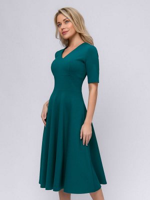 1001 Dress Платье зеленое длины миди с глубоким вырезом и рукавами 1/2