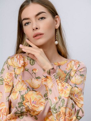 1001 Dress Платье розового цвета с принтом и длинными рукавами