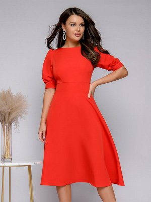 1001 Dress Платье красное длины миди с фигурным вырезом на спинке