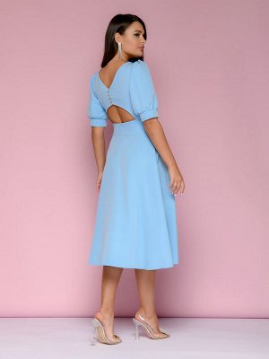 1001 Dress Платье голубое длины миди с фигурным вырезом на спинке