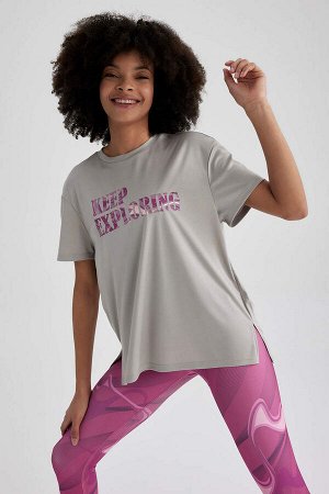 DeFactoFit Свободная футболка с круглым вырезом и принтом в стиле «спортсмен» с короткими рукавами