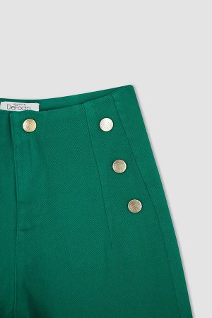Укороченные широкие брюки из 100 % хлопка с пуговицами