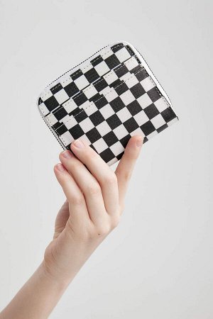 Женский кошелек из искусственной кожи с шахматным узором