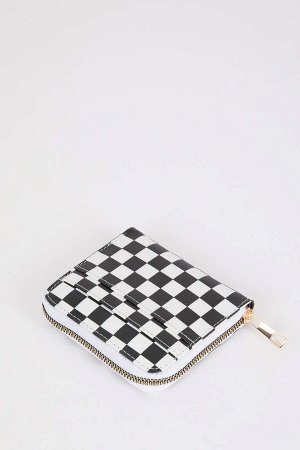 Женский кошелек из искусственной кожи с шахматным узором