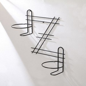 Подвес для кашпо, настенный, на 2 горшка, d=16 см, чёрный, «Зигзаг»