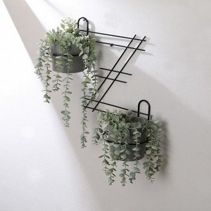Подвес для кашпо, настенный, на 2 горшка, d=16 см, чёрный, «Зигзаг»
