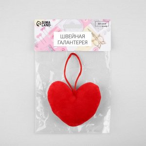 Игольница с петлёй «Сердце», 8.5x6.5x3.5 см, красная
