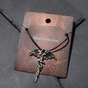 Кулон унисекс «Легенды» дракон с мечом, цвет чернёное серебро на чёрном шнурке, 60 см