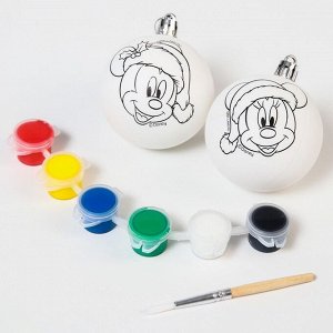 Набор для творчества под роспись "Новогодний шар" Микки Маус + краски, набор 2 шт