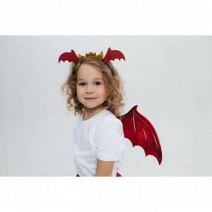 Карнавальный набор «Зимний дракошка», цвет красный: крылья, юбка и ободок