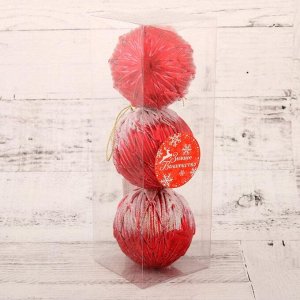Ёлочные игрушки «Иней», шары новогодние, d=7 см, набор 3 шт., красный