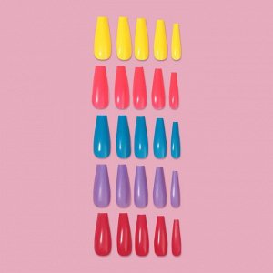 Накладные ногти «Цветной фейерверк», 100 шт, форма балерина, в контейнере, разноцветные