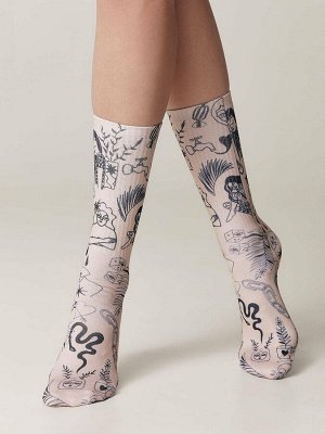 Удлиненные носки с хлопком «Tattoo» ХИТ!