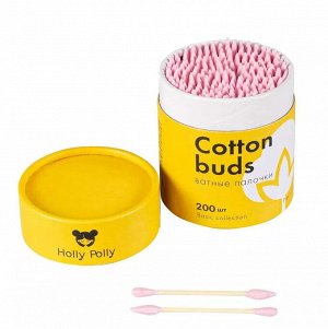 Holly Polly Cotton Pads & Buds Косметические ватные палочки бамбуковые розовые 200 шт