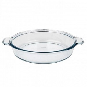 Посуда для СВЧ, 1,8 л, 240 мм, стекло, с ручками, круглая, BORCAM