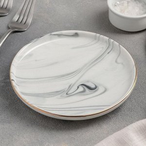 Тарелка керамическая пирожковая «Мрамор», d=15 см, цвет серый