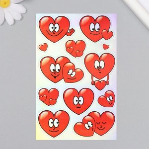 Голографические наклейки (стикеры) "Сердечки" 10*15 см, 5-217