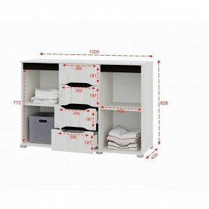 Комод Вега 1200, 1200х828х430, Крафт белый/Венге