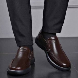 Мужские туфли на мягкой подошве, нескользящие, темно-коричневый