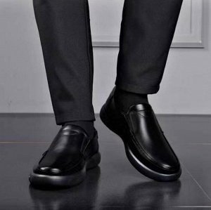 Мужские утепленные туфли на мягкой подошве, нескользящие, черный