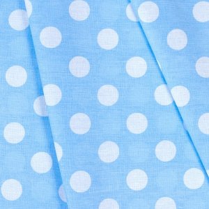 Ткань на отрез бязь плательная 150 см 1422/23 голубой фон белый горох