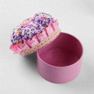 Игольница со шкатулкой для хранения мелочей, 8 x 7,8 x 7,8 см, цвет розовый