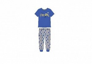 Ам390 104-005-00001--Пижама для мальчика "UMKA" р. 110/116 , синий (надпись)/звезды