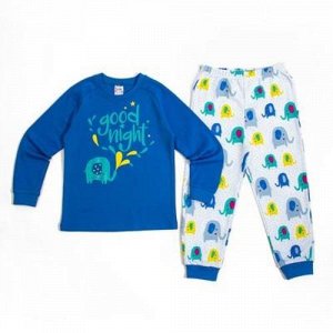 Ам388 104-001-00001--Пижама для мальчика "UMKA" р.122/128 , синий/слоники