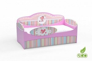 224513--Диван-кровать для девочек MIA , с бортиком ,цвет сирень , размеры 163*83*86 см.