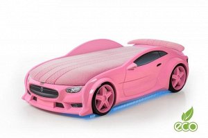 224766--Кровать-машина NEO Тесла  ,объемная 3D , цвет розовый