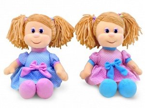 216001--Мягк. игрушка Кукла Ляля в платье в горошек муз. 22см