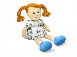 207804--Мягк. игрушка Кукла Танюша в платье с фартуком муз.50см