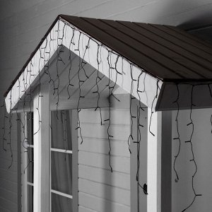 Гирлянда «Бахрома» 3 ? 0.6 м, IP44, УМС, тёмная нить, 100 LED, свечение тёплое белое, мерцание, 24 В