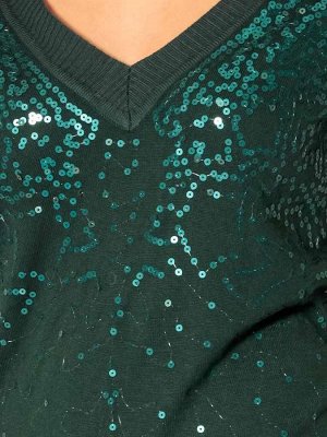 1к Rick Cardona  Пуловер, зеленый  Женственная модель для элегантного образа. Со сверкающими нашитыми блестками. Свободный крой. Длина ок. 68 см. Приятный мягкий трикотаж из 70% вискозы, 25% полиамида