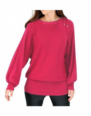 1к Ashley Brooke  Пуловер, розовый  Экстравагантные детали. Пуловер с рукавами летучая мышь и декоративным овальным вырезом на шнуровке. Модная широкая форма с краями широкой резиночной вязкой. Обрамл