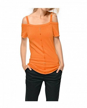 1к Heine - Best Connections  Пуловер, оранжевый  Благородная основа на пуговицах. Привлекательный прямоугольный вырез и красивые плечи. Короткие рукава реглан. Подчеркивающая фигуру форма. Длина ок. 6