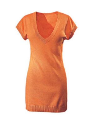 1к Heine  Пуловер, оранжевый  Настоящий талант. Привлекательный подчеркивающий фигуру удлиненный пуловер с треугольным вырезом и широковатыми плечами. Вырез со вставкой и края рукавов резиночной вязко