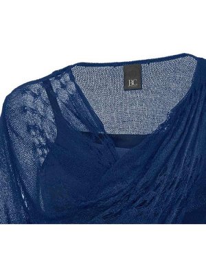 1к Heine - Best Connections  Пуловер 2 ч., синий  Изысканный набор из 2 частей. Слегка прозрачный трикотаж. Пуловер под запах с рукавами до локтей. Длина ок. 64 см. Легкий в уходе материал из 93% поли