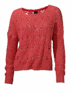 1к Heine - Best Connections  Пуловер, коралловый  Игривая экстравагантность на каждый день. Мягкий буклированный пуловер с блестящими эффектами и блестками. Грубоватая вязка с ажурным узором. Легкий в