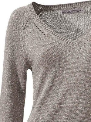 1к Ashley Brooke  Пуловер, серый  Женственный пуловер и серебристые эффекты. Обработка fully-fashioned с большим круглым вырезом горловины и длинными рукавами. Края резиночной вязкой. Подчеркивающая ф