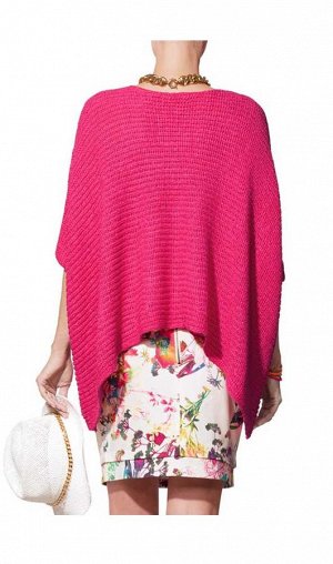 1к APART  Пуловер, розовый  Благородно и модно. Небрежный пуловер в стиле пончо. Индивидуальный стиль широкого пуловера с асимметричным кантом. Высококачественая пряжка. Поперечная вязка под резинку. 