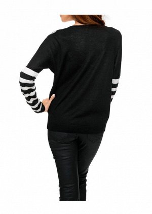1к Heine - Best Connections  Пуловер, черно-белый  Хит моды! Волшебный пуловер с благородным цветочным жаккардовым рисунком и полосками. Однотонный черный сзади. Слегка широкие плечи, длинные рукава. 