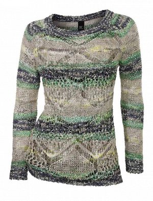 1к Heine - Best Connections  Пуловер, серый  Модный пуловер грубоватой вязкой. Эффектная пестрая пряжа с блестками. Узкие края резиночной вязкой на круглом вырезе, длинных рукавах и канте. Обрамляющая